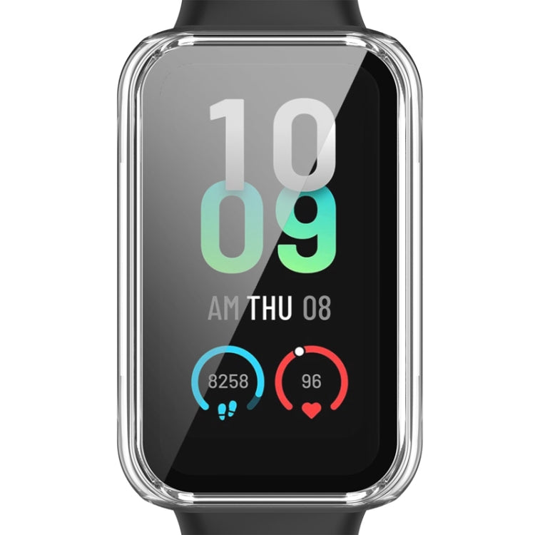 For Amazfit Band 7 PC + Tempered Glass Integrated Protective Watch Case(Transparent White)