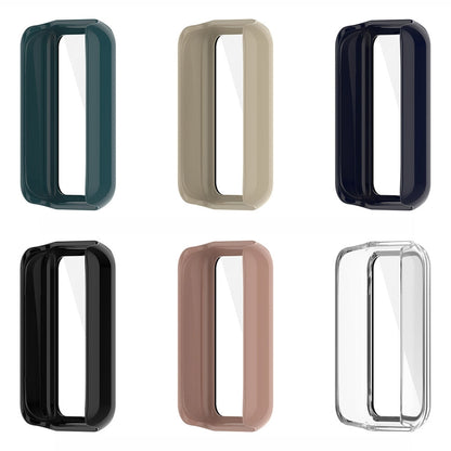 For Amazfit Band 7 PC + Tempered Glass Integrated Protective Watch Case(Transparent White) - free shipping - PMC Jewellery - Order now!