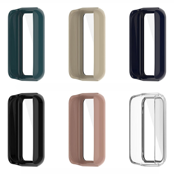 For Amazfit Band 7 PC + Tempered Glass Integrated Protective Watch Case(Transparent White)