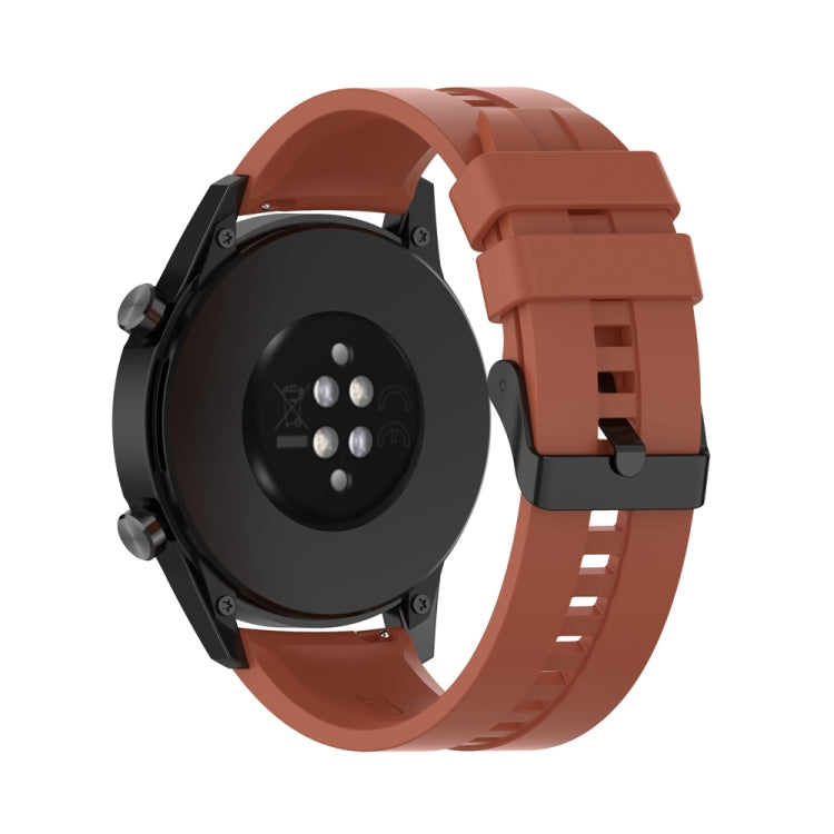 For Huawei Watch 3 Pro New 20mm Silicone Black Buckle Watch Band(Cabernet Orange)
