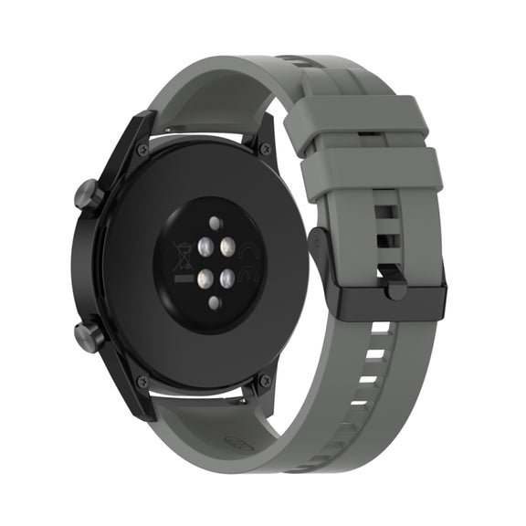 For Huawei Watch 3 Pro New 22mm Silicone Black Buckle Watch Band(Grey)