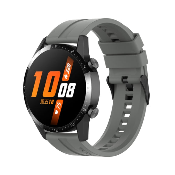 For Huawei Watch 3 Pro New 22mm Silicone Black Buckle Watch Band(Grey)