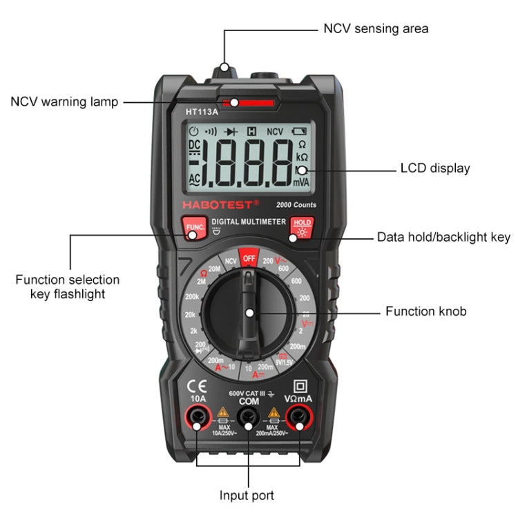 HABOTEST HT113C Automatic Range High-precision Digital Multimeter - free shipping - PMC Jewellery - Order now!