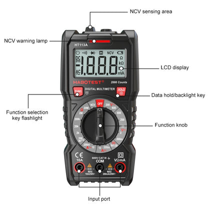 HABOTEST HT113C Automatic Range High-precision Digital Multimeter - free shipping - PMC Jewellery - Order now!