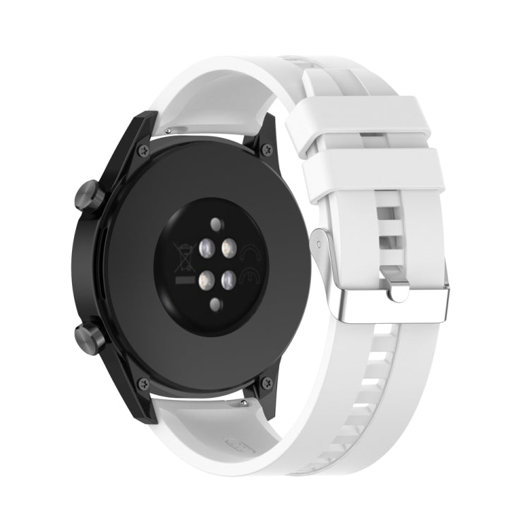 For Huawei Watch Buds / Watch 3 Pro New 22mm Silicone Silver Buckle Watch Band(White)