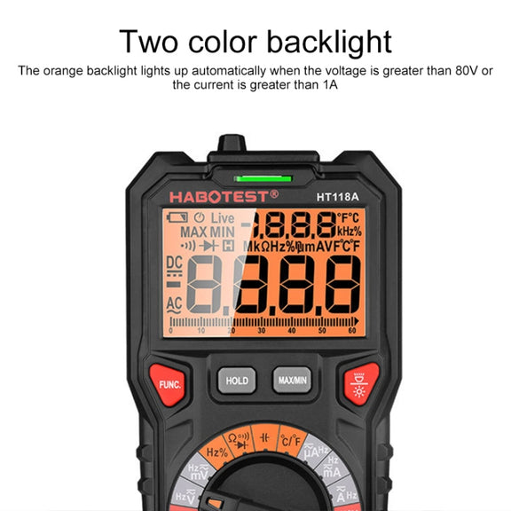 HABOTEST HT118A Handheld Double Backlight High-precision Automatic Digital Multimeter
