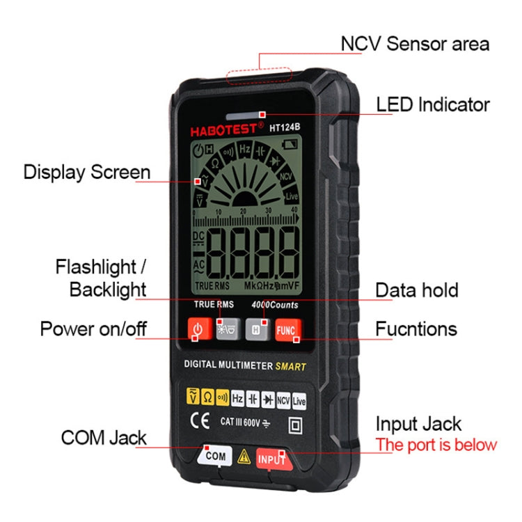 HABOTEST HT124A Mini Digital Display High-precision Multimeter - free shipping - PMC TechLife - Order now!