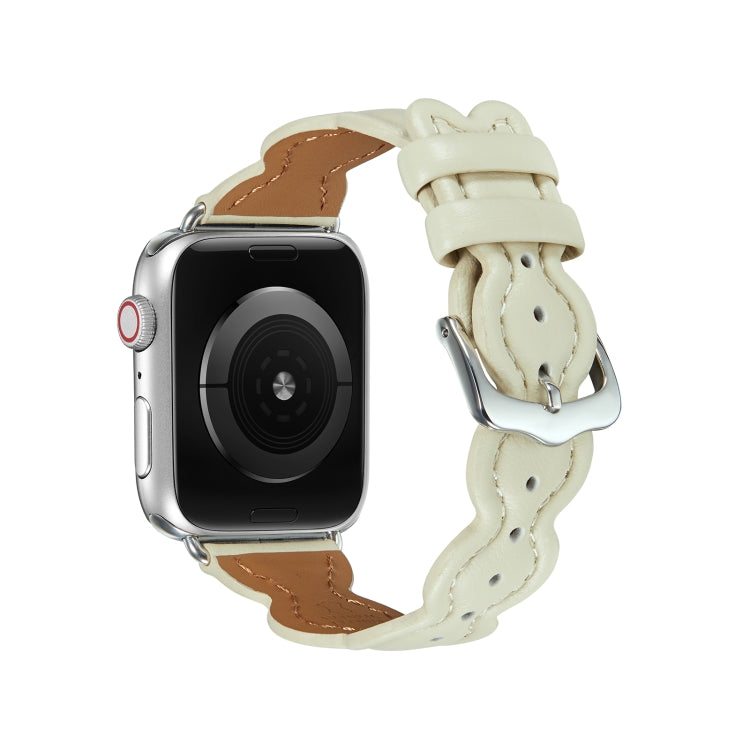 Genuine Leather Breathable Watch Band For Apple Watch Ultra 49mm&Watch Ultra 2 49mm / Series 9&8&7 45mm / SE 3&SE 2&6&SE&5&4 44mm / 3&2&1 42mm(White) - free shipping - PMC TechLife - Order now!