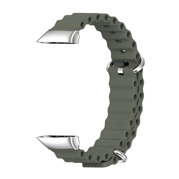 For Huawei Band 6 / Honor Band 6 / 7 MIJOBS CS Marine Silicone Breathable Watch Band(Khaki Green Silver) - free shipping - PMC TechLife - Order now!