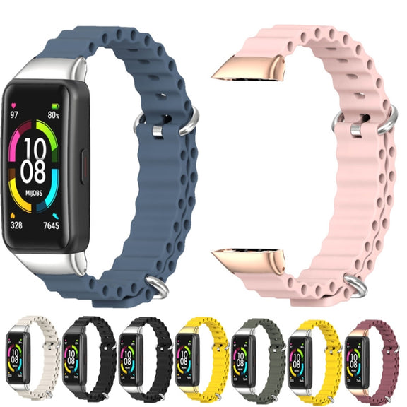 For Huawei Band 6 / Honor Band 6 / 7 MIJOBS CS Marine Silicone Breathable Watch Band(Khaki Green Silver)
