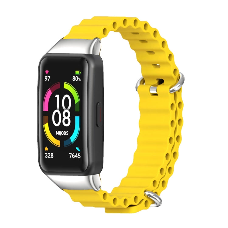 For Huawei Band 7 / 7 NFC MIJOBS CS Marine Silicone Breathable Watch Band(Yellow Silver) - Watch Bands by MIJOBS | Online Shopping South Africa | PMC TechLife | Buy Now Pay Later Mobicred