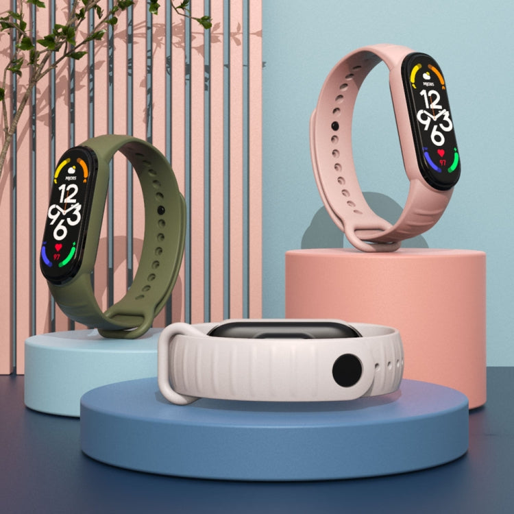 For Xiaomi Mi Band 7 / 6 / 5 MIJOBS Ripple Texture TPU Watch Band(Grass Green)