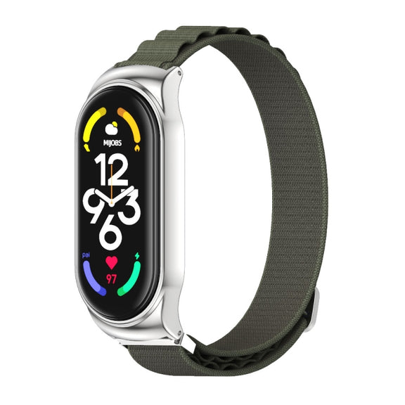 For Xiaomi Mi Band 6 / 5 / 4 / 3 MIJOBS CS Nylon Breathable Watch Band(Army Green Silver)
