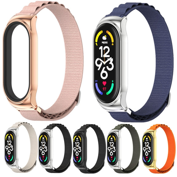 For Xiaomi Mi Band 6 / 5 / 4 / 3 MIJOBS CS Nylon Breathable Watch Band(Grey Silver)