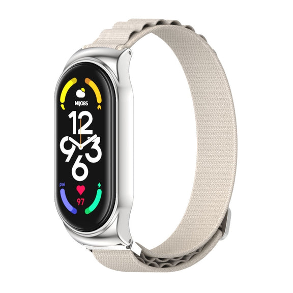 For Xiaomi Mi Band 7 / 7 NFC MIJOBS CS Nylon Breathable Watch Band(Grey Silver) - Watch Bands by MIJOBS