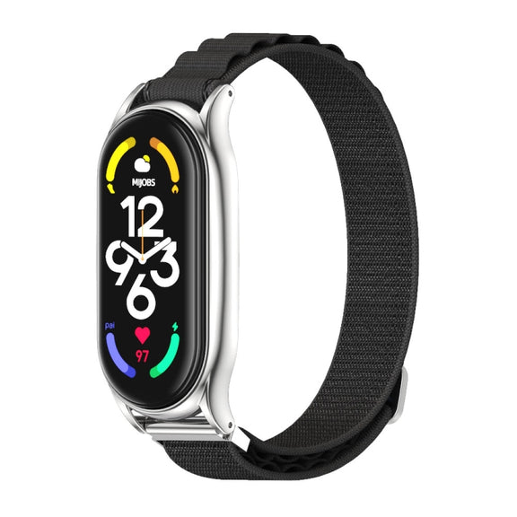 For Xiaomi Mi Band 6 / 5 / 4 / 3 MIJOBS PLUS Nylon Breathable Watch Band(Black Silver) - Watch Bands by MIJOBS