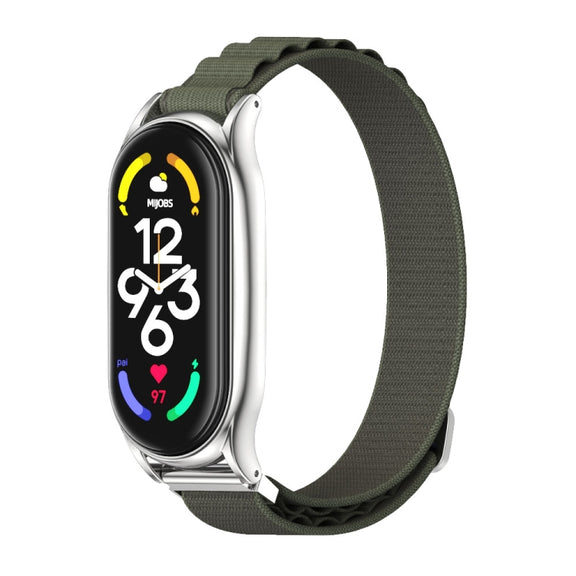 For Xiaomi Mi Band 6 / 5 / 4 / 3 MIJOBS PLUS Nylon Breathable Watch Band(Army Green Silver) - Watch Bands by MIJOBS