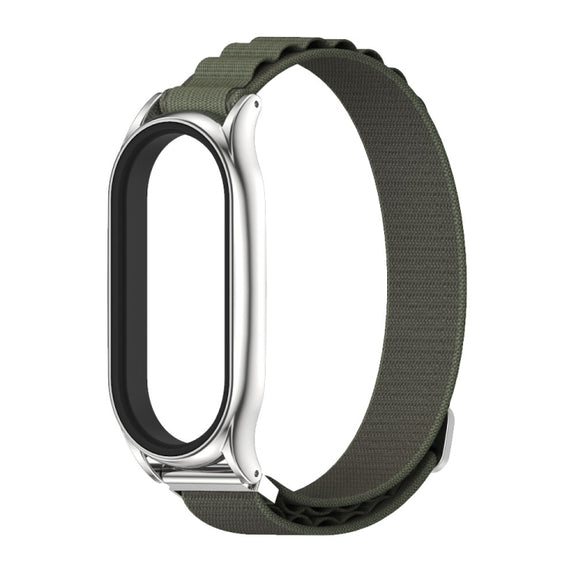 For Xiaomi Mi Band 7 / 7 NFC MIJOBS PLUS Nylon Breathable Watch Band(Army Green Silver) - Watch Bands by MIJOBS