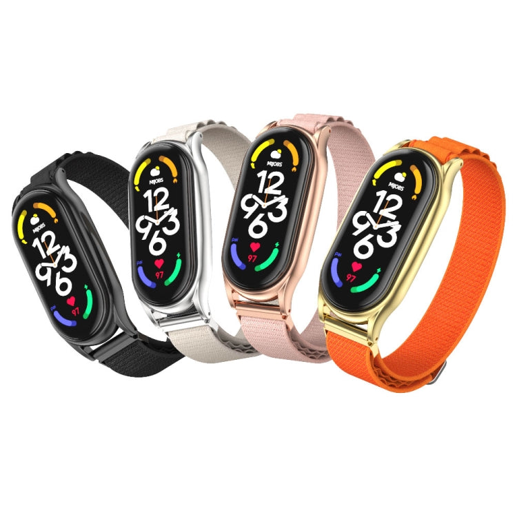 For Xiaomi Mi Band 7 / 7 NFC MIJOBS PLUS Nylon Breathable Watch Band(Grey Silver) - Watch Bands by MIJOBS