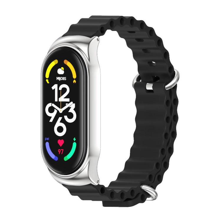 For Xiaomi Mi Band 7 / 7 NFC MIJOBS CS Marine Silicone Breathable Watch Band(Black Silver) - Watch Bands by MIJOBS | Online Shopping South Africa | PMC TechLife | Buy Now Pay Later Mobicred