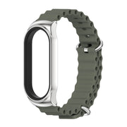 For Xiaomi Mi Band 7 / 7 NFC MIJOBS CS Marine Silicone Breathable Watch Band(Khaki Green Silver) - Watch Bands by MIJOBS