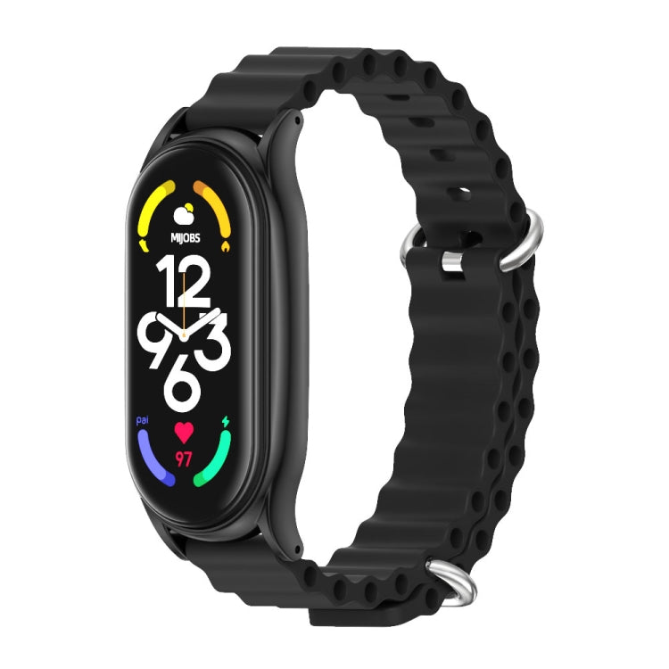 For Xiaomi Mi Band 6 / 5 / 4 / 3 MIJOBS PLUS Marine Silicone Breathable Watch Band(Black) - Watch Bands by MIJOBS | Online Shopping South Africa | PMC TechLife | Buy Now Pay Later Mobicred