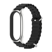 For Xiaomi Mi Band 6 / 5 / 4 / 3 MIJOBS PLUS Marine Silicone Breathable Watch Band(Black Silver) - Watch Bands by MIJOBS