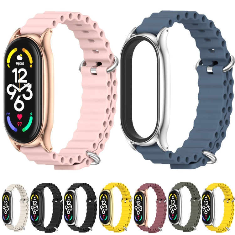 For Xiaomi Mi Band 6 / 5 / 4 / 3 MIJOBS PLUS Marine Silicone Breathable Watch Band(Space Blue Silver)