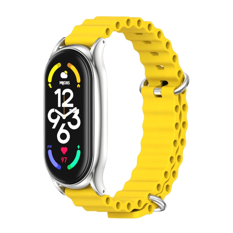 For Xiaomi Mi Band 7 / 7 NFC MIJOBS PLUS Marine Silicone Breathable Watch Band(Yellow Silver) - Watch Bands by MIJOBS | Online Shopping South Africa | PMC TechLife | Buy Now Pay Later Mobicred