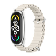 For Xiaomi Mi Band 7 / 7 NFC MIJOBS PLUS Marine Silicone Breathable Watch Band(Grey Silver)