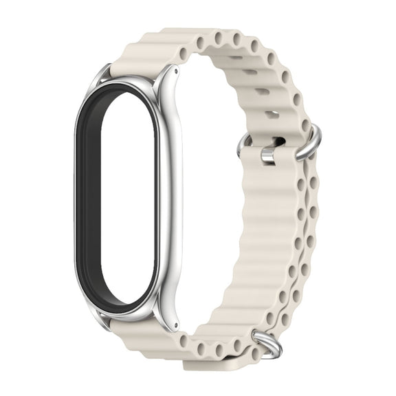 For Xiaomi Mi Band 7 / 7 NFC MIJOBS PLUS Marine Silicone Breathable Watch Band(Grey Silver)