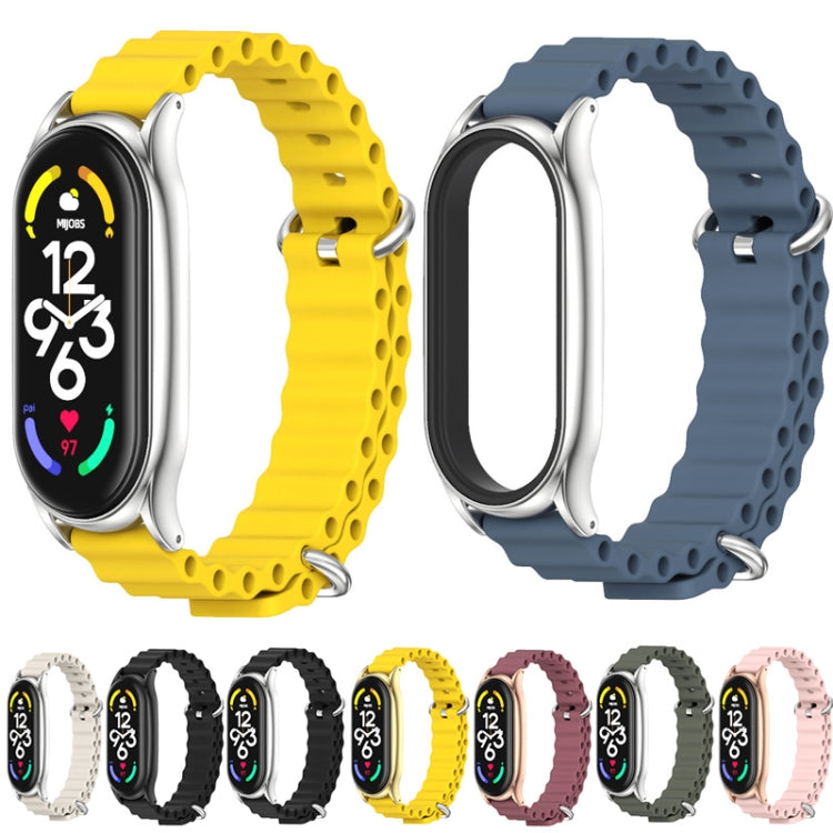 For Xiaomi Mi Band 7 / 7 NFC MIJOBS PLUS Marine Silicone Breathable Watch Band(Space Blue Silver) - Watch Bands by MIJOBS
