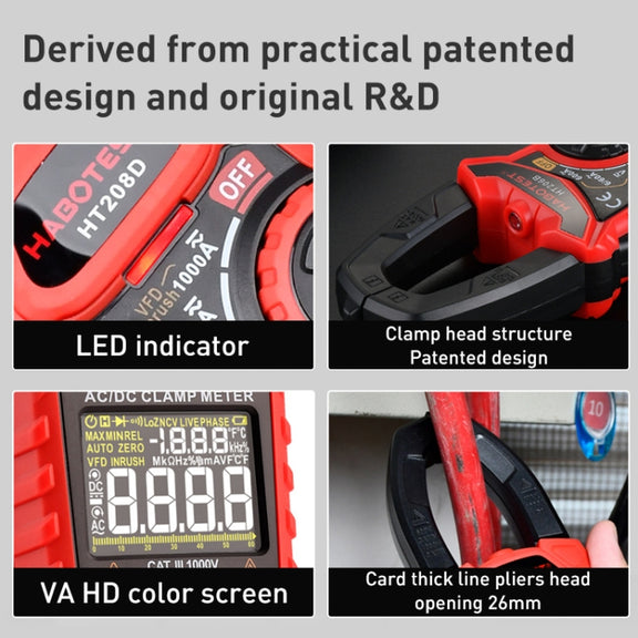 HABOTEST HT208A 1000A Clamp Multi-Function Anti-burning Digital Multimeter