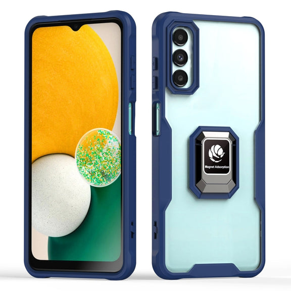 For Samsung Galaxy A02 / M02 Armor Shockproof Magnetic Ring Phone Case(Navy Blue)