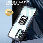For Samsung Galaxy A02 / M02 Armor Shockproof Magnetic Ring Phone Case(Navy Blue)