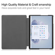 For Microsoft Surface Pro 9 Custer Pure Color Holder Leather Tablet Case(Black)