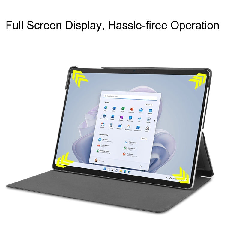 For Microsoft Surface Pro 9 Custer Pure Color Holder Leather Tablet Case(Black)
