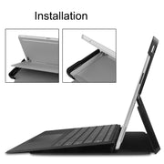 For Microsoft Surface Pro 9 Custer Pure Color Holder Leather Tablet Case(Black)