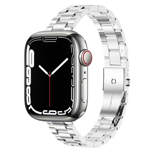Small Waist Stainless Steel Watch Band For Apple Watch Series 9&8&7 41mm / SE 3&SE 2&6&SE&5&4 40mm / 3&2&1 38mm(Silver) - Watch Bands by PMC Jewellery | Online Shopping South Africa | PMC Jewellery | Buy Now Pay Later Mobicred