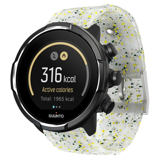 For Suunto 9 Rhombus Texture Silicone Watch Band(Green Yellow White) - free shipping - PMC Jewellery - Order now!