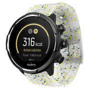 For Suunto 9 Rhombus Texture Silicone Watch Band(Green Yellow White)