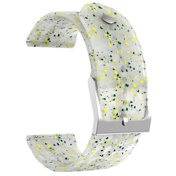 For Suunto 9 Rhombus Texture Silicone Watch Band(Green Yellow White)