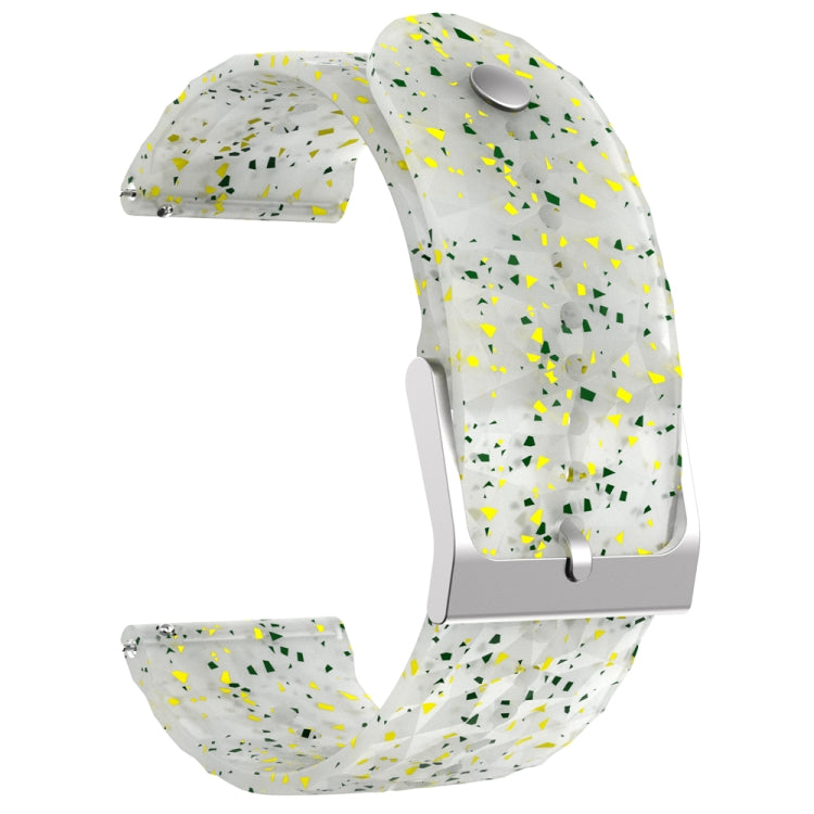 For Suunto 9 Rhombus Texture Silicone Watch Band(Green Yellow White)
