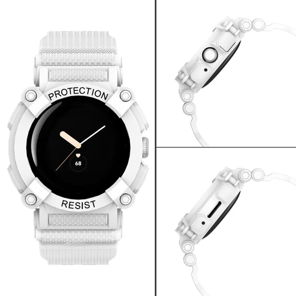 For Google Pixel Watch Three-proof Solid Color Integrated Watch Band(White)