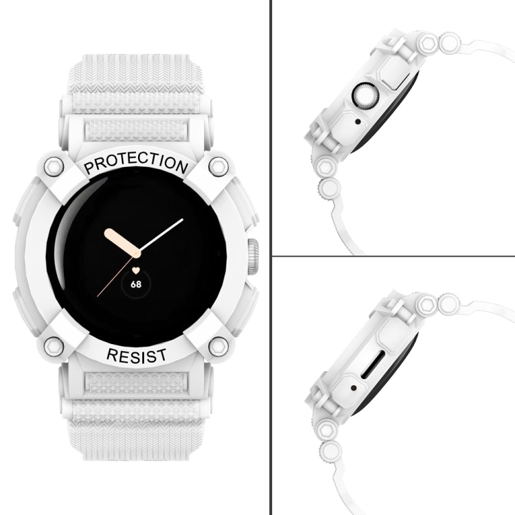 For Google Pixel Watch Three-proof Solid Color Integrated Watch Band(White)