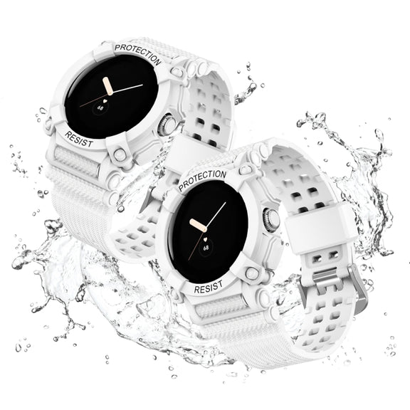 For Google Pixel Watch Three-proof Solid Color Integrated Watch Band(White)