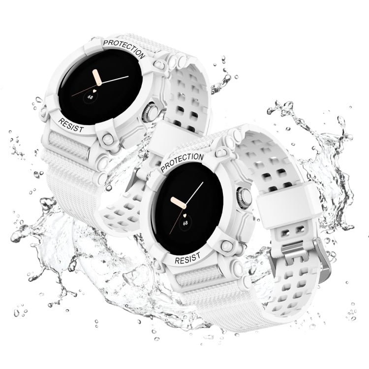 For Google Pixel Watch Three-proof Solid Color Integrated Watch Band(White)