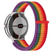 For Google Pixel Watch Metal Head Nylon Loop Watch Band(Grey White)