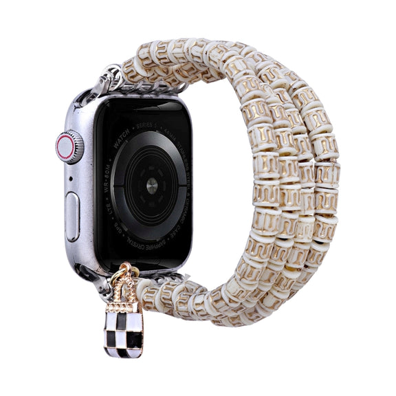 Multi-row Beads Watch Band For Apple Watch Ultra 49mm&Watch Ultra 2 49mm / Series 9&8&7 45mm / SE 3&SE 2&6&SE&5&4 44mm / 3&2&1 42mm(Vintage Barrel Beads)