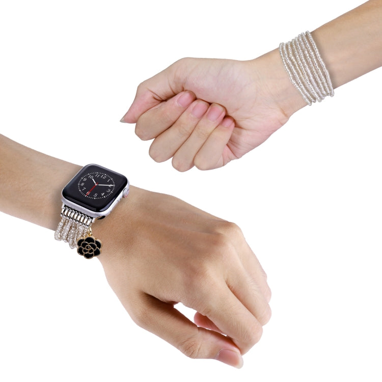 Multi-row Beads Watch Band For Apple Watch Series 9&8&7 41mm / SE 3&SE 2&6&SE&5&4 40mm / 3&2&1 38mm(Transparent Beads)